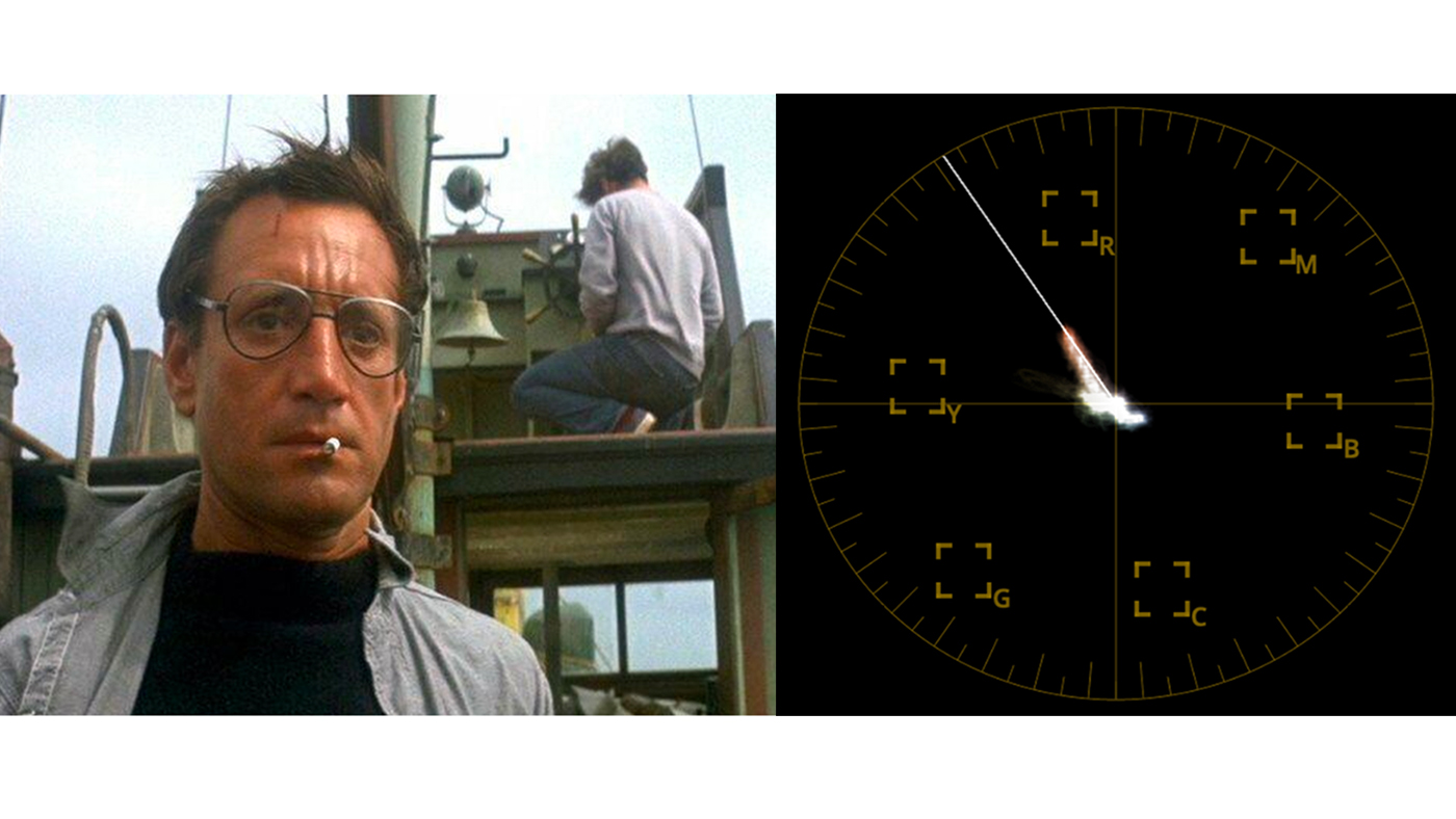 A vectorscope of a scene from "Jaws" (1975)
